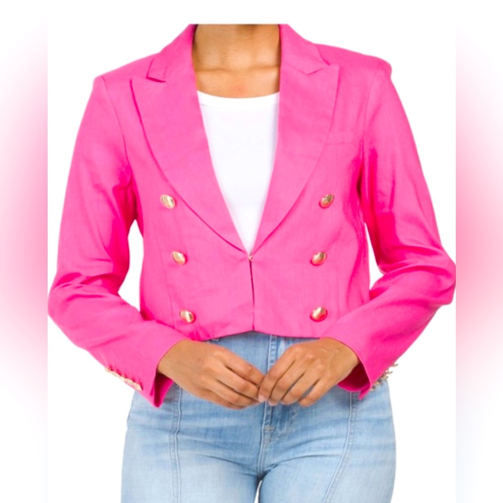 NWT House of Harlow 1960 Pink Cropped Blazer Size M